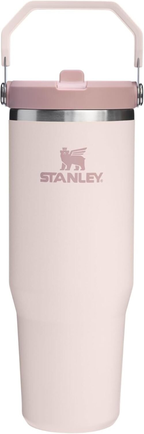 Stanley IceFlow 2.0 Flip Straw Tumbler with Handle 30 oz | Twist On Lid and Flip Up Straw | Leak Resistant Water Bottle | Insulated Stainless Steel | BPA-Free | Rose Quartz
